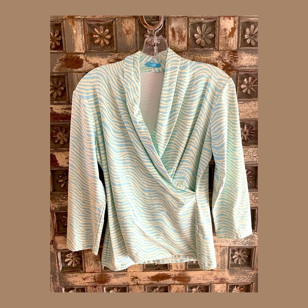 J. McLaughlin Blue/Cream Shirt